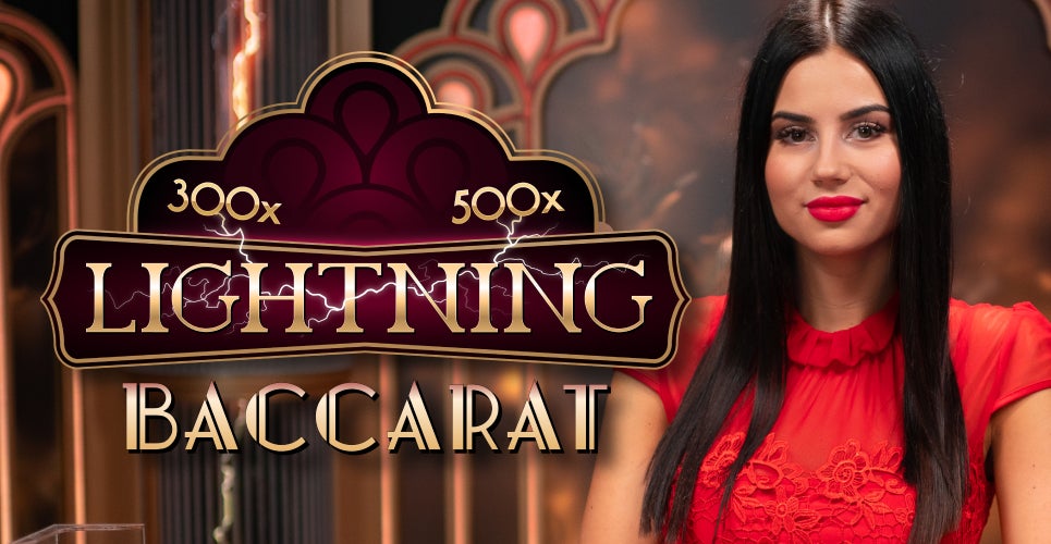 Lightning Baccarat slot logo by Evolution at Bizzo